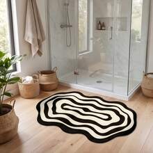 1pc Washable Non-Slip Zebra Pattern Diatom Mud Carpet, Easy Daily Cleaning, Non-Slip Bottom And Water-Absorbent Surface, Summer Essential, Simple Creative Unique Design, Suitable For Bathroom, Kitchen, Dining Room And Other Living Scenes, All-Season Daily Style - Multicolor - View 2