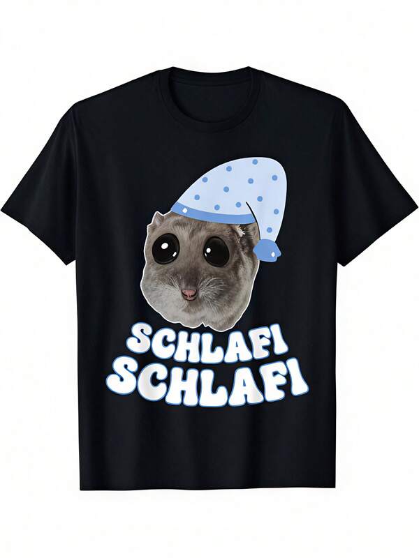 s Hamster-T-Shirt - Weiches, lässiges Rundhals-T-Shirt mit Schlafi-Text & Hamster-Aufdruck, maschinenwaschbar, geeignet für Tierliebhaber, Freizeitkleidung für Erwachsene, das ganze Jahr über bequemes Oberteil.