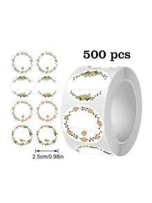 15/1000pcs Kraft Paper Stickers, Round Floral Pattern Stickers, Jar Labels, Food Storage Labels, Kitchen Labels, Gift Bag Seal Stickers, Back To School Supplies - View 10