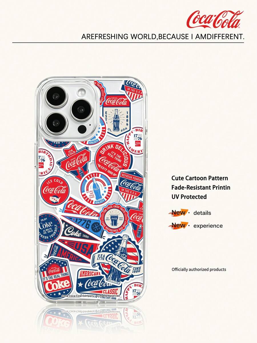 Coca-Cola Classic Phone Case, Full Of Vitality And Passion, Made Of Lightweight Materials, With Anti Scratch, Anti Drop And Anti Slip Design, Protecting Your Phone Case In Cartoon Anime Style, Compatible With Apple 17,17 Air,17 Pro,17 Pro Max,11,12,13,15,16 Pro,16 Pro Max,14 Plus,15 Plus,16 Plus,15 Pro,16 Max,XR Waiting For The Model. Suitable For Gifting To Friends And Family - Clear - View 1