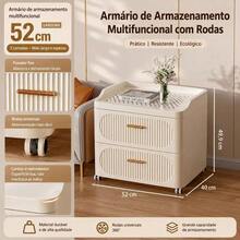 Armário De Armazenamento 2 Gavetas Andar com Rodas Universais 360° - bege - Visão 4