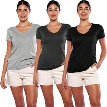 Alfani Playera para Mujer Cuello V, Manga Corta, 3Pack Multicolor - Blanco - Ver 17