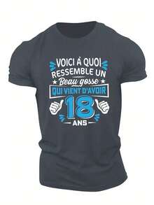 Fun French Men's Short Sleeve T-Shirt Summer T-Shirt Top - 黑色 - 查看 9