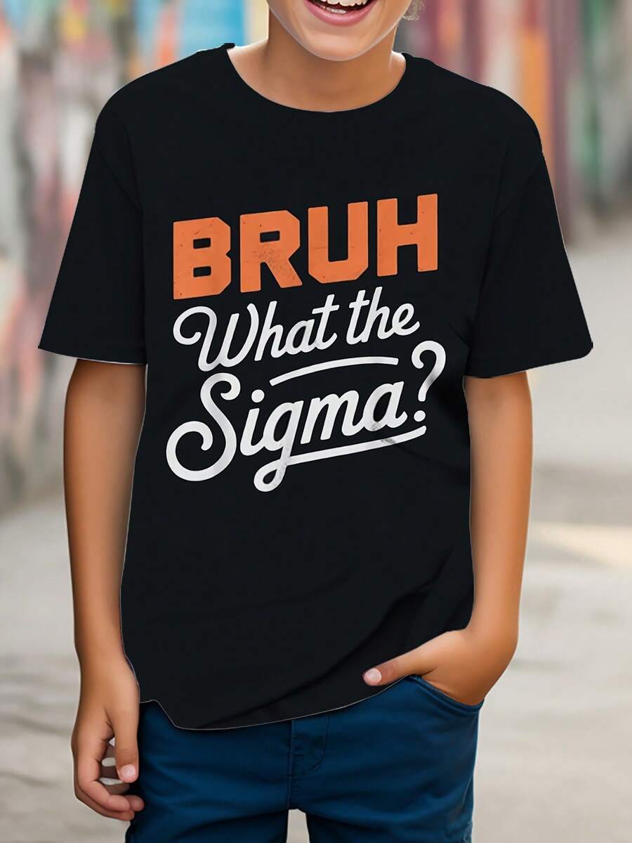 Camiseta con Frases Satíricas y Humorísticas, Tela Suave y Transpirable, Diseño Cómodo de Manga Corta para Niños, el Mejor Regalo para Niños y Niñas - Negro - Ver 1