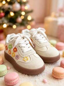 2026 Kids Floral Print Shiny Casual Outdoor Sports Shoes, Spring/Autumn - Black - View 4