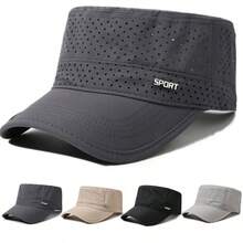 Summer Perforated Soft Top Men's Flat Cap, Water-Resistant Baseball Cap, Outdoor Sun Protection Sports Quick-Dry Baseball Cap - A - View 2