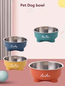 Customized Text LOGO Pet Bowl Dog Food Bowl Milk Bowl Dog Bowl Stainless Steel + Plastic Material Dog Eating Bowl Easy To Clean Durable, Customizable Plastic Pet Bowl, Personalized Name Customization, Suitable For Dogs And Cats, Detachable Stainless Steel Bowl Design Easy To Clean, Perfect Pet Souvenir Gift, - Multicolor - View 10