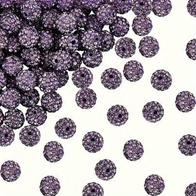 100pcs Purple 10mm Glass Crystal Stones - Shiny Faceted Artificial Crystal Beads For Bracelets, Necklaces, Earrings - DIY Jewelry Supplies