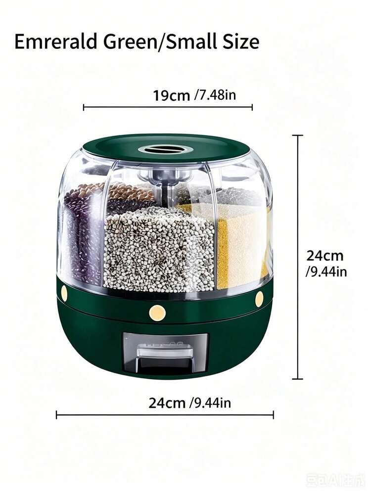 Contenedor de almacenamiento de granos para cocina del hogar, giratorio para cinco granos y granos mixtos, caja de almacenamiento de múltiples compartimentos, contenedor de arroz sellado anti-plagas y anti-humedad para el hogar, contenedor de arroz, plástico, 6 compartimentos, dispensador de contenedor de almacenamiento de granos sellado, contenedor de almacenamiento giratorio 360°, dispensador de alimentos de 6 compartimentos, dispensador de alimentos giratorio 360°, dispensador de granos de arroz de un solo toque, contenedor de almacenamiento de arroz redondo, dispensador de granos, frijoles, arroz, cacahuetes y cebada - Multicolor - Añade 15