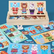 Wooden Animal Dress-Up Career Matching Puzzle Logic Thinking Montessori Educational Toy For Kids - Multicolor - View 8