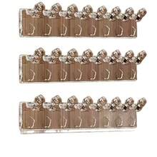 3 piezas Mini estante de exhibición de joyas, estante adhesivo multifuncional sin taladro para anillos y collares, estante de almacenamiento de collares para la parte trasera de la puerta del armario con espejo, ganchos colgantes para pulseras y aretes anti-enredos, estante de exhibición de joyas montado en la pared, estante de joyas para decoración del hogar - transparente - Ver 9