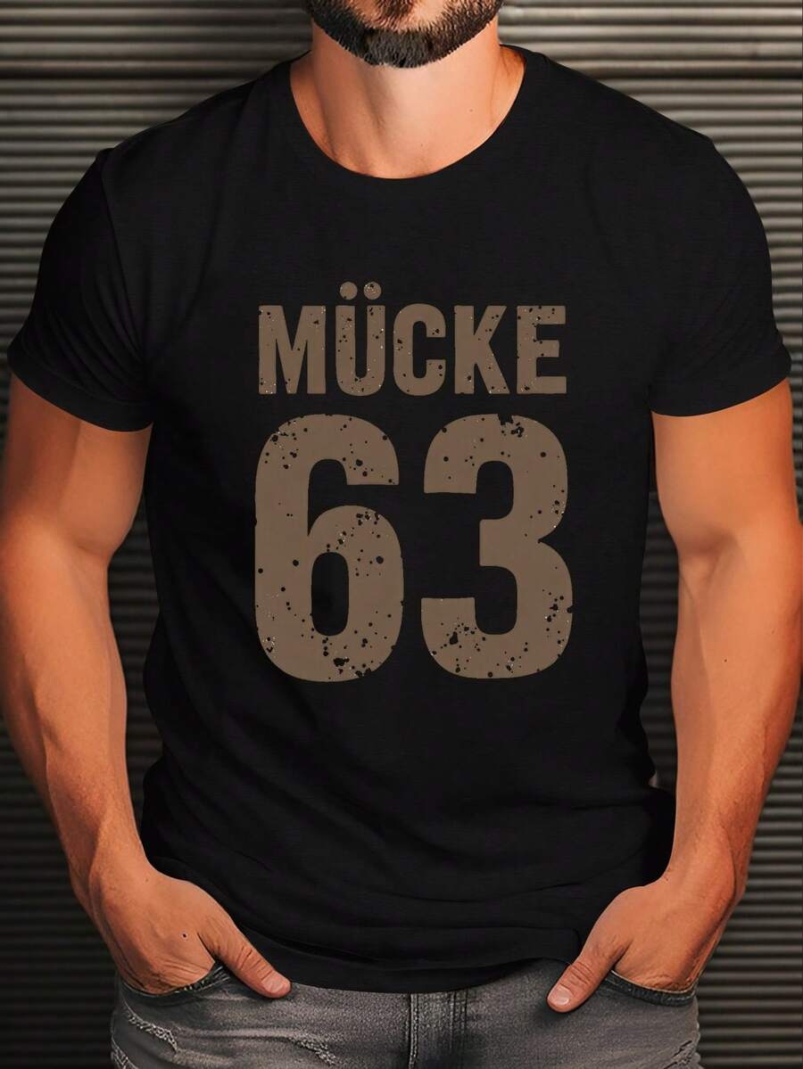 Mosquito Vintage M 63 Sports Typography Crinkle Plus Size Men'S T-Shirt - 黑色 - 查看 1