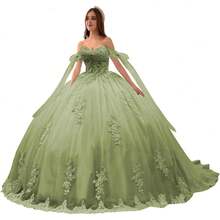 Vestidos de quinceañera de lujo con hombros descubiertos y apliques de encaje hinchado, vestido de baile precioso dulce 16 vestidos - Borgoña Deep - Ver 17