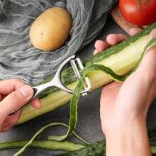 2pcs Stainless Steel Peeler Set, Home Fruit And Vegetable Peeler, Sharp Potato Apple Cucumber Peeler, Non-Slip Handle Melon Peeler - Black - View 3