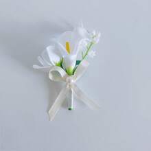 Men's Wedding Boutonniere, Artificial Horseshoe Flower Wedding Groom & Groomsman Boutonniere, Suitable For Wedding Ceremony, Anniversary, Formal Dinner Party - White a - View 15