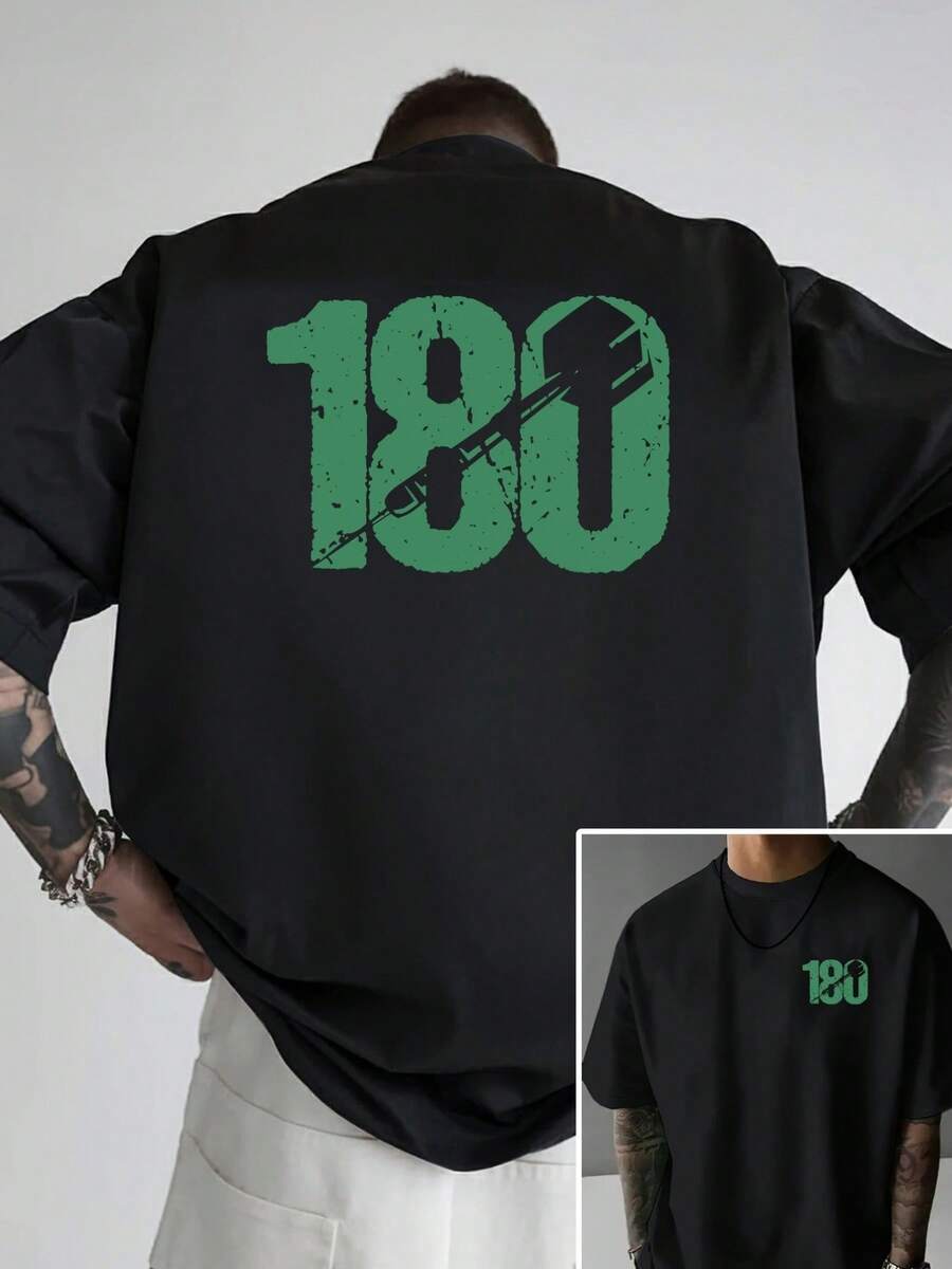 Camiseta de hombre con hombros caídos, diseño de doble cara invertido de 180 grados, camiseta de corte holgado para hombre, ropa masculina de estilo moderno y a, un imprescindible pa - Negro - Ver 1