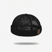 1pc Summer New Stitched FEWK Leather Label Hollow Large Grid Mesh Bucket Hat Unisex Hip-Hop Breathable - Multicolor - View 10