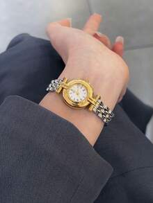 這款金/銀色方形竹節石英手錶適合日常配戴，也是生日和聖誕節的完美禮物 - 銀間金 - 查看 6