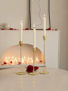 1pc Tall Metal Iron Single Head Candle Holder Ornament, Home Candle Holder Wedding, Small Candle Holder Dining Table Romantic Candlelight Dinner Decoration, Valentine's Day, Wedding Anniversary, Romantic Atmosphere - Multicolor - View 3
