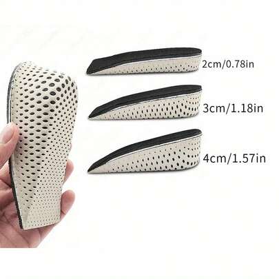 1.18/1.57 Plantillas transpirables que aumentan la altura, almohadillas elásticas de algodón que aumentan la altura y protegen los pies, adecuadas para deportes, fitness, caminata, almohadillas de talón que aumentan la altura unisex, almohadillas de protección de talón con espuma de memoria suave y absorción de impactos