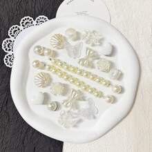 18 pezzi Catene piccole con perline serie bianca, farfalla bianca, accessori floreali, charm per scarpe serie rosa carini adatti per ciabatte forate - Bianco - Visualizzare 6