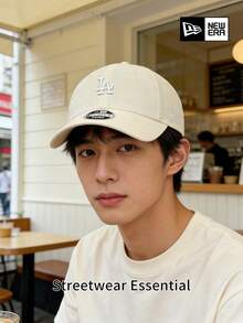 New Era Quiet Luxury Cream White Monochrome LA Embroidered Soft Baseball Cap, Low-Key Premium Neutral Style Wardrobe Essential Headwear - White - View 2