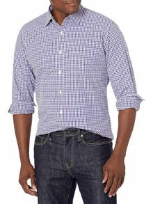Essentials para hombre ajuste Regular manga larga camisa de cuadros - Blanco - Ver 25