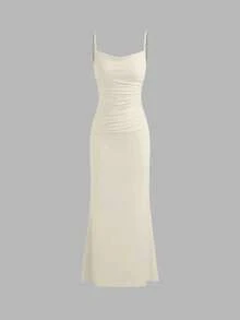 Vestido de Verano para Mujer 2026, Lujoso Vestido Largo de Sirena con Encaje y Espalda Descubierta, Elegante y Sofisticado Vestido de Fiesta con Tirantes. - Crema - Ver 1