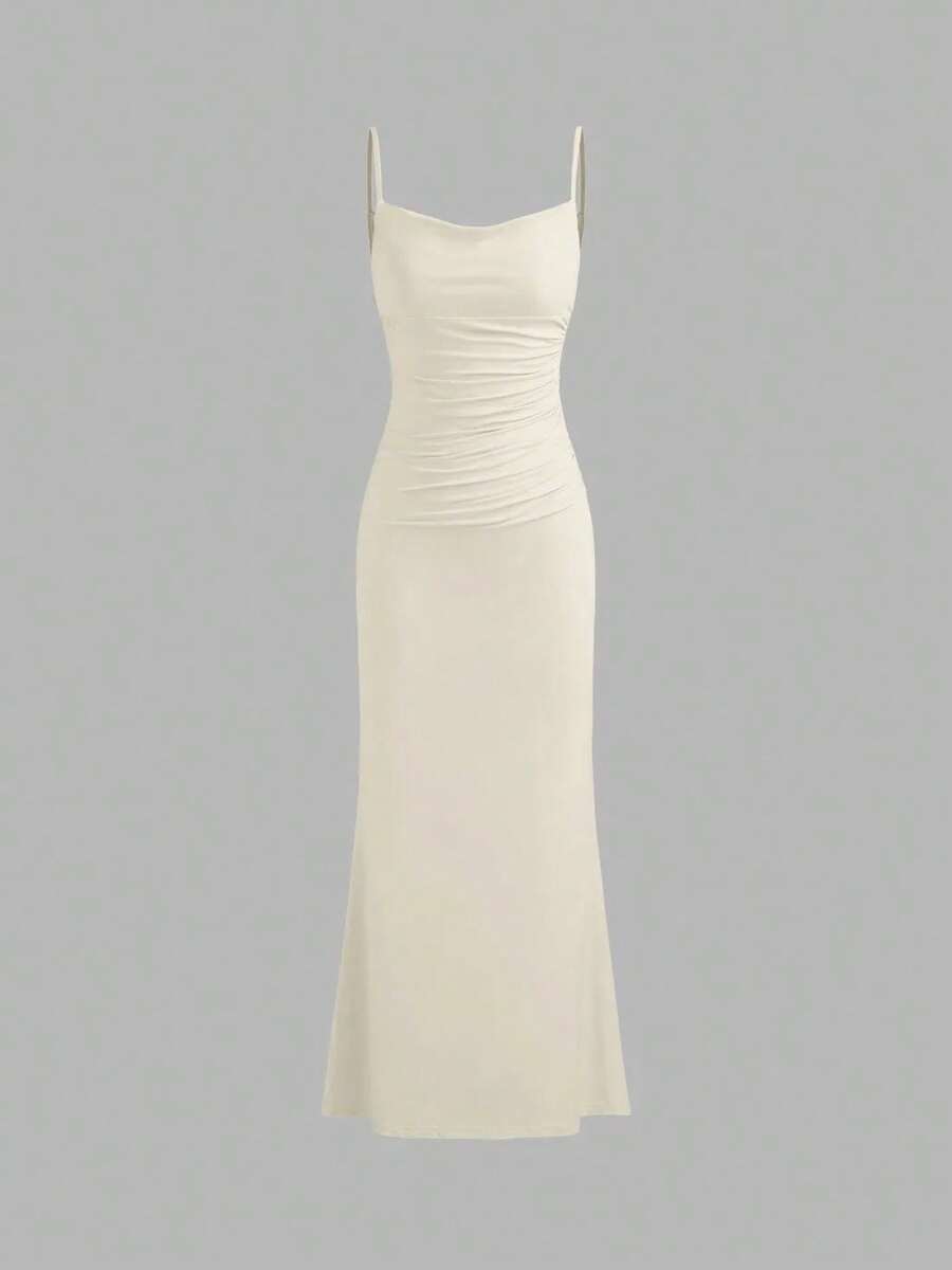 Vestido de Verano para Mujer 2026, Lujoso Vestido Largo de Sirena con Encaje y Espalda Descubierta, Elegante y Sofisticado Vestido de Fiesta con Tirantes. - Crema - Ver 1