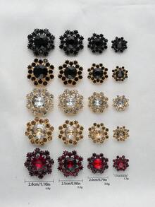 5pcs/Pack Multi-Color & Size Rhinestone Hollow Classical Metal Buttons For Coats & Jackets, DIY Decorative Buttons, Exquisite Craftsmanship, Handmade Sewing Supplies, Garment Accessories - Multicolor - View 4