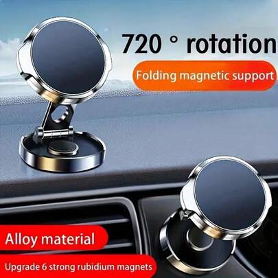 Soporte Magnético Giratorio 360° para Teléfono de Coche - Hecho de Aleación de Zinc Magnética Super Fuerte, Este Soporte Plegable para el Salpicadero y Soporte de Navegación Conveniente es Compatible con Todos los Teléfonos Móviles y es un Regalo Ideal para Amigos y Familia.