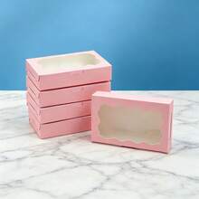 60/50/30/20/10/1入 窗格蕾絲蛋糕盒 餅乾包裝盒 婚禮包裝盒 蛋塔盒 馬卡龍包裝盒 糖果婚禮派對禮盒 雪麻糬盒 - 粉紅色(17.8*11*3.8cm) - 查看 2