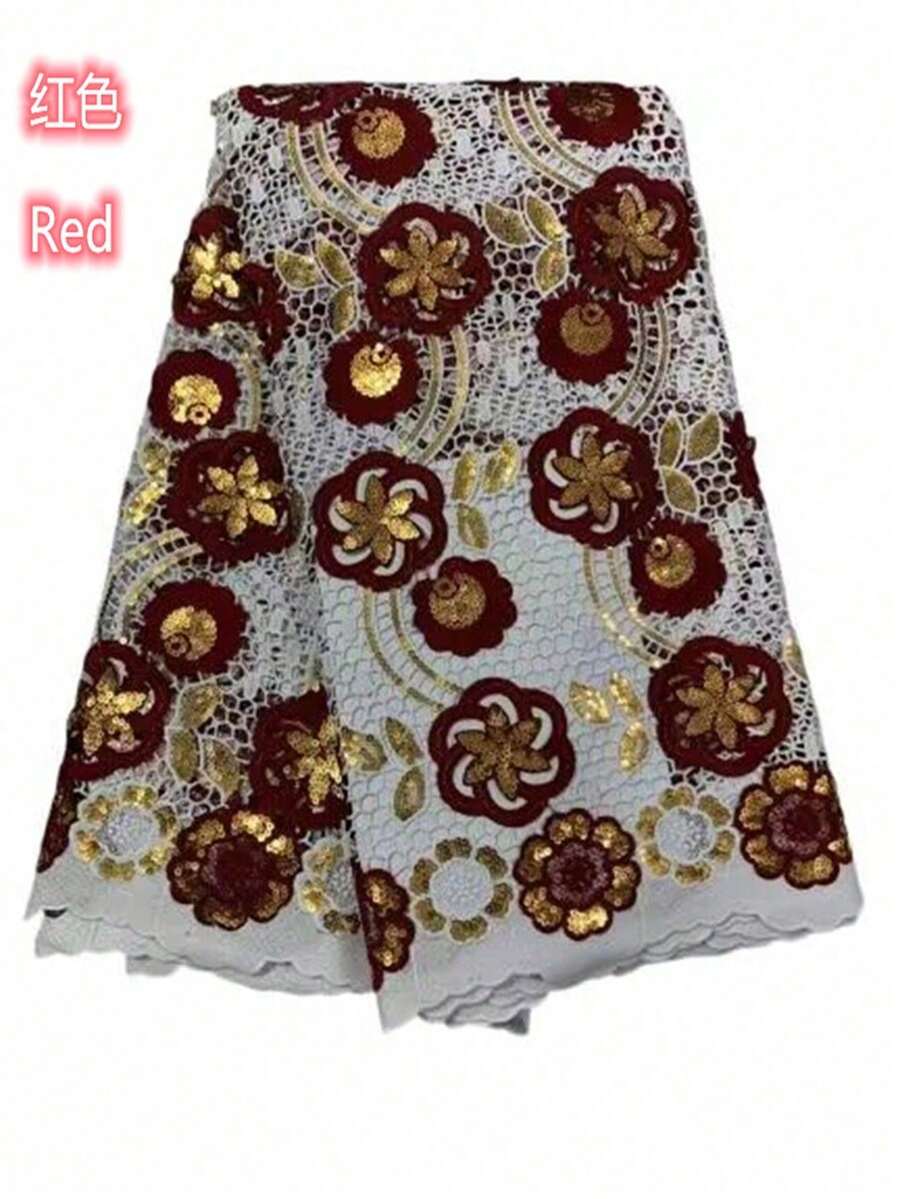 Tissu de dentelle soluble dans l'eau à paillettes vert africain français 2026 violet de haute qualité, matériau de dentelle en maille convenant pour les fêtes nigérianes, mariages, Noël, tissu 1 yard/5 yards bleu - A - Voir 1