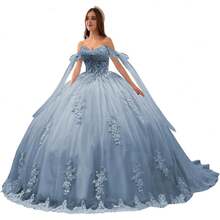 Vestidos de quinceañera de lujo con hombros descubiertos y apliques de encaje hinchado, vestido de baile precioso dulce 16 vestidos - Borgoña Deep - Ver 36