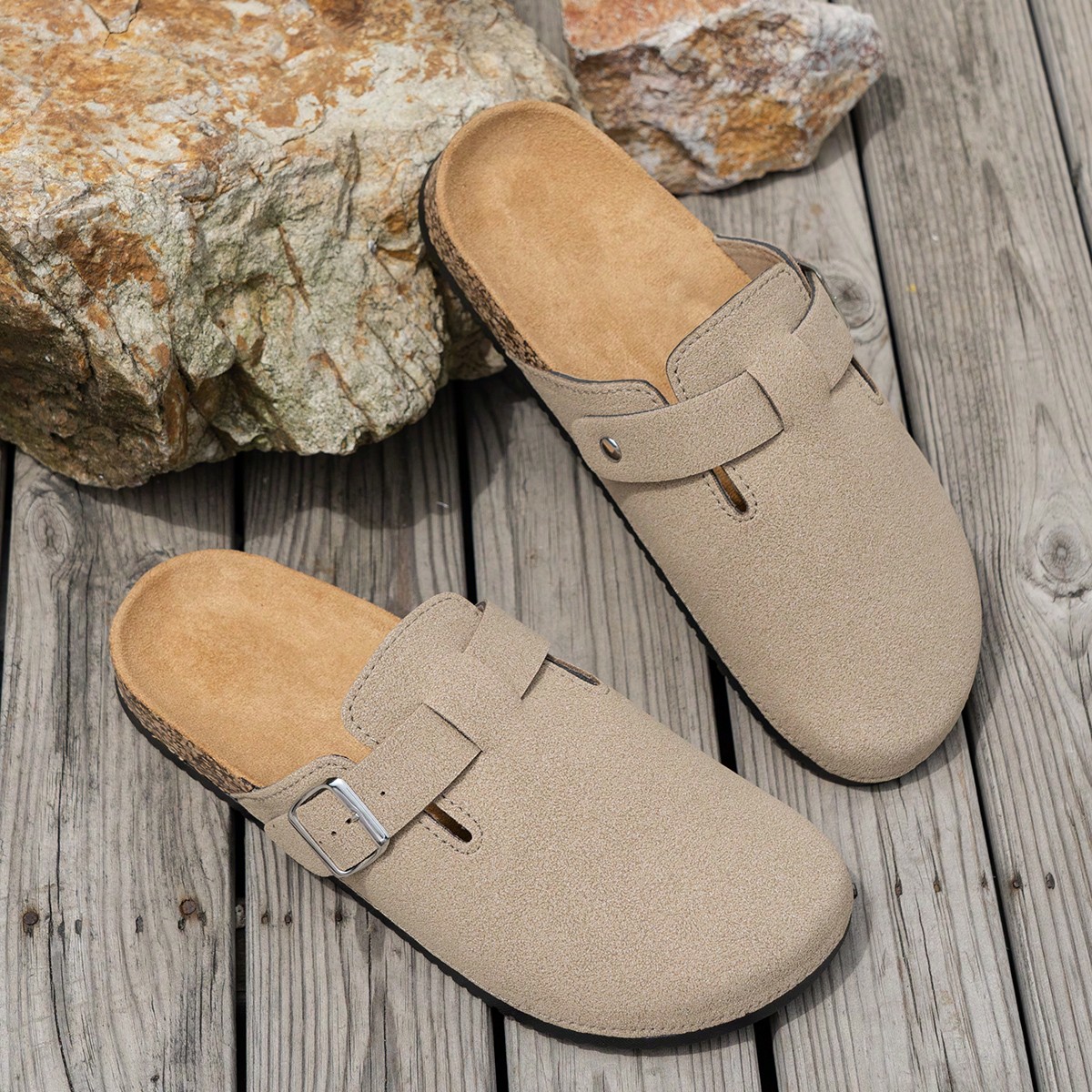 Men's Casual Vintage Slip-On Mule Shoes With Adjustable Buckle, Available In Thermal-Lined Autumn/Winter And Non-Thermal All-Season Styles