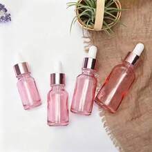 5pcs Pink Transparent Dropper Essential Oil Bottle Set, Summer Skincare Aromatherapy Liquid Dispensing Storage Tool, Pink And White Color Block Press Dropper For Precise Liquid Extraction And Single-Use Portion Control, Transparent Pale Pink Bottle Body For Easy Visual Monitoring Of Remaining Liquid Volume - Pink - View 8
