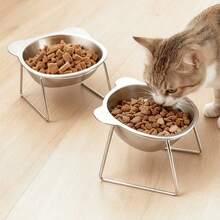 304 Stainless Steel Elevated Cat Food & Water Bowl System, Modern Wet/Dry Food Bowl, Anti-Tip Bowl System Features: - Wide Base Design - Adjustable Height - Easy To Clean - Anti-Spill Edge - Neck Protection - Durable Rust-Proof Structure - Suitable For Indoor & Outdoor Use - 420 Ml - View 3