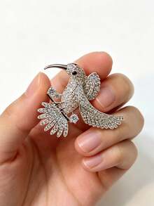 1pc Exquisite Bird Brooch, High-End Elegant Fashion Pin, Versatile Brooch Accessory - Silver - View 2