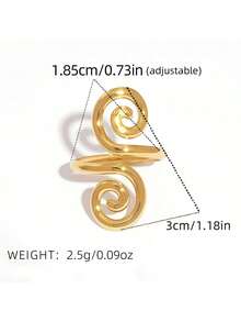 Fashion Metal Hollow Geometric Open Rings For Women Stainless Steel Gold Color Lines Spiral Adjustable Finger Ring Jewelry 2026 - Gold - View 6