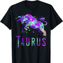 Camiseta con el símbolo del signo zodiacal Tauro en acuarela, horóscopo y astrología. - Negro - Ver 1