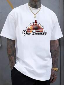 Plus Size Men's T-Shirt Cotton "Whiskey Lovers T-Shirt - Malt Whiskey Graphic Tee for Men Women - Casual Comfortable Summer Clothing - Trendy Alcohol - Negro - Ver 7