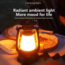 1pc ABS Plastic USB Rechargeable Retro Style LED Camping Lantern With Hanging Handle,Portable Tent Lamp For Outdoor Camping Hiking Backpacking Emergency Home Decor Night Lighting Use - Camping Lights - View 4