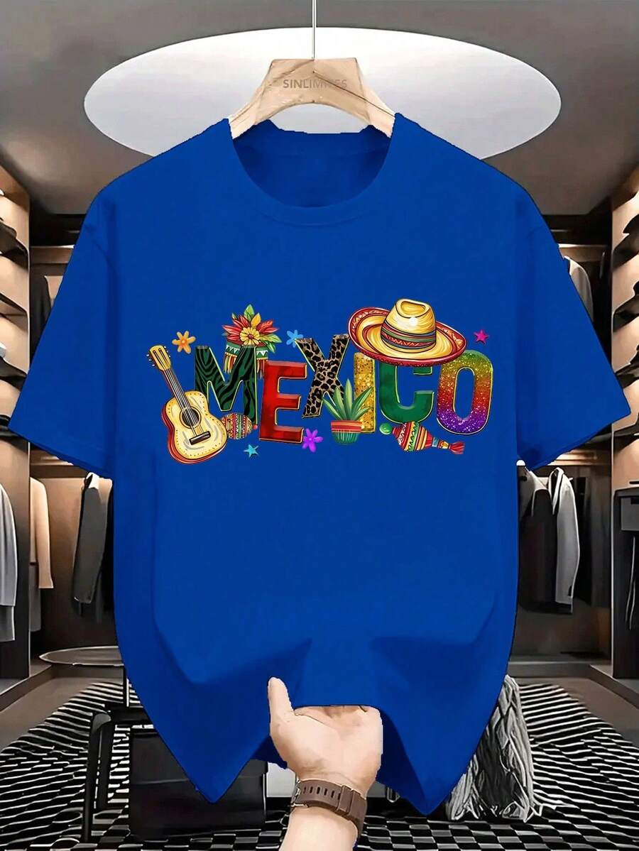 Camisetas De AlgodóN Para Hombres: DiseñO Viva MéXico |   Ideal Para Fans De Cultura Mexicana |   180Gsm, 100% AlgodóN, Camise Oficina Mexico Gym Y2K Blusas Bonitas