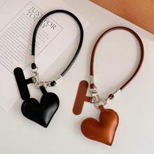 Ins Fashion Creative Leather Heart-Shaped Bag Charm, Heart Keychain, Phone Case Strap, Couple Backpack Pendant, Suitable For Phone Lanyard, CCD Camera Hanging Chain, Bag Decoration, Creative Anti-Loss Wrist Strap - Multicolor - View 1