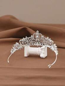 1pc Bridal Crown Wedding Headband, Bride Party Accessory, Suitable For Christmas, Halloween, Birthday - Silver - View 9