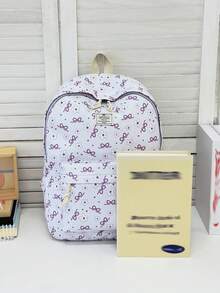 1 Set Back To School Backpack Set - College Style Bow/Floral Pattern Backpack, Includes Backpack, Lunch Bag And Pencil Case, Large Capacity With Laptop Compartment, Adjustable Shoulder Straps And Multiple Pockets, High Capacity School Backpack Set, Multi-Functional Daypack Set, Suitable For Girls/College Students/Graduate Students Daily Use/Vacation/Travel/Back To School - Multicolor - View 3