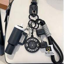 Fitness Set Lanyard PVC Fitness Series Soft Rubber Keychain Barbell And Dumbbell Decorative Pendant Bag Charm And Jewelry Accessory - Multicolor - View 9