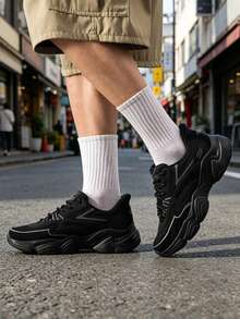 Skechers 男士休閒鞋 D'LITES 系列繫帶運動鞋，舒適極簡休閒鞋，適合日常通勤、戶外運動、旅行、休閒運動 118335-BBK - 黑色 - 查看 1