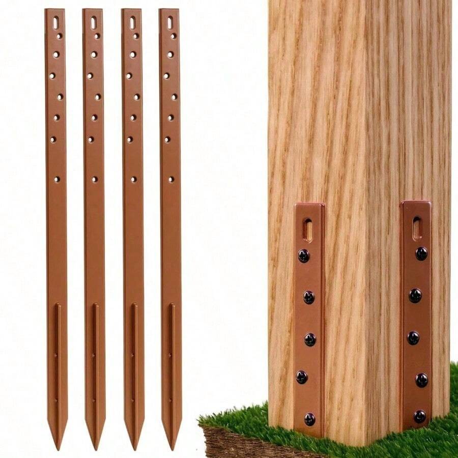 Fence Post Repair Stakes Kit – 75cm 29.5" Heavy Duty Ground Spikes For Broken Or Leaning Timber Posts – 2 Stakes Repair 1 Post - 4 PCS - View 1