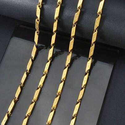 1pc Personalized 18K Gold Plated Asymmetrical Flow Column 55cm Necklace Hip Hop Street Style Men Daily Party Dress